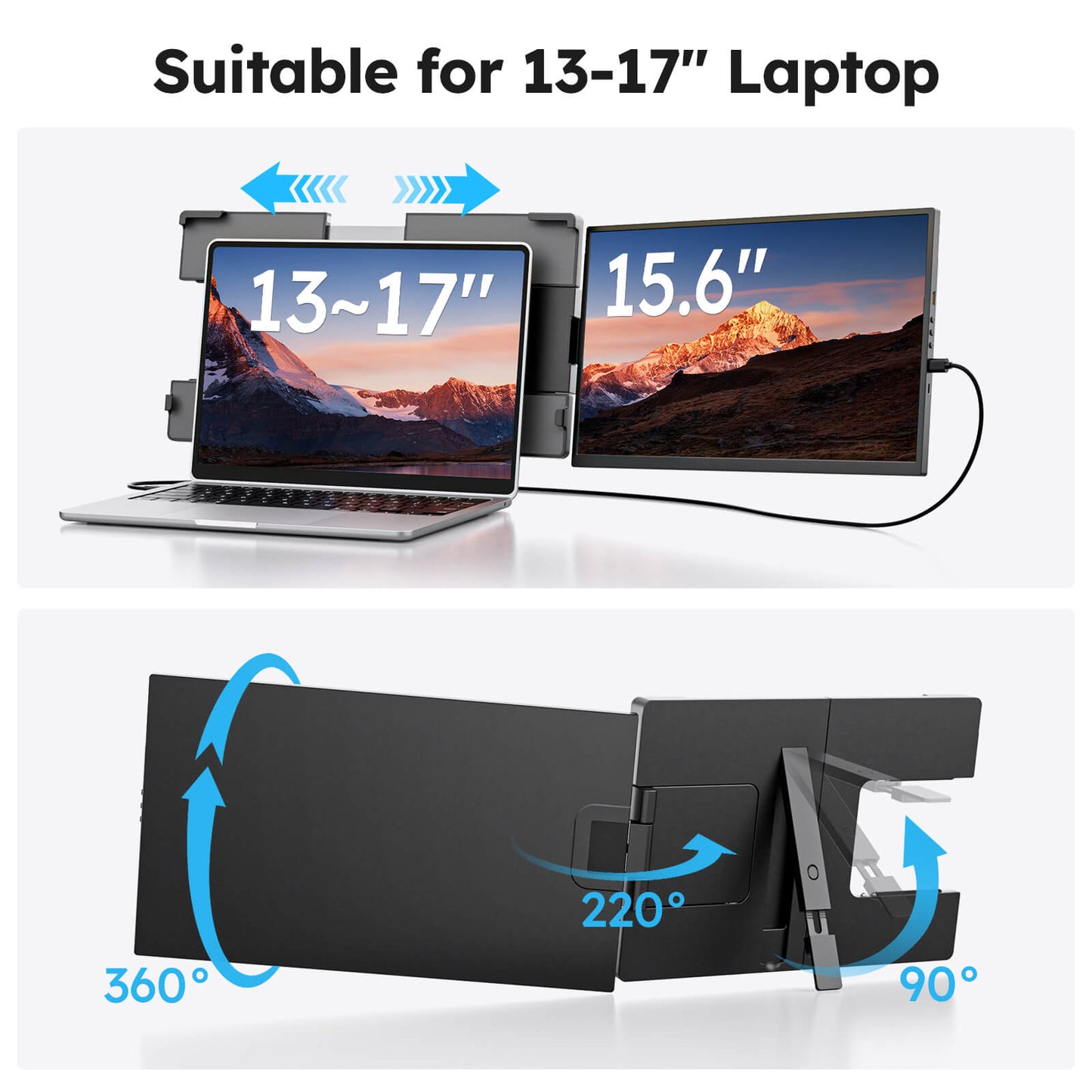 15.6 Inch FHD 1080P IPS Portable Dual Monitor for Laptop Plug and Play Travel Screen Extender Compatible with Mac Windows Android Chrome PS5 Xbox Switch