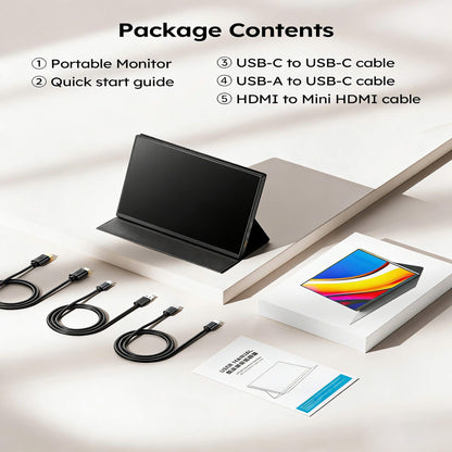 10.5 Inch Portable Monitor 1920x1280 FHD IPS HDR USB-C Mini HDMI External Display for Laptop MacBook PC PS5 Switch