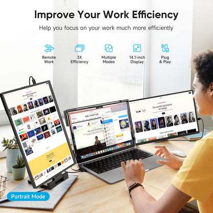 14.1 Inch 1920*1200 60Hz FHD Triple Portable Monitor