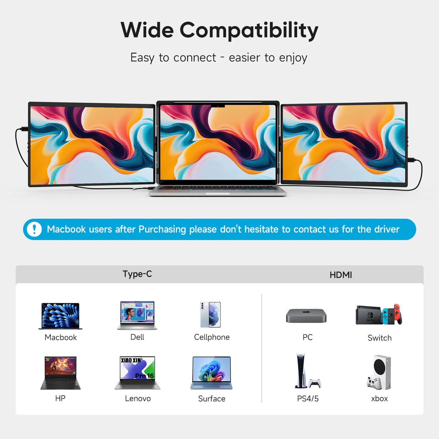 14.1 Inch 1920*1200 60Hz FHD Triple Portable Monitor
