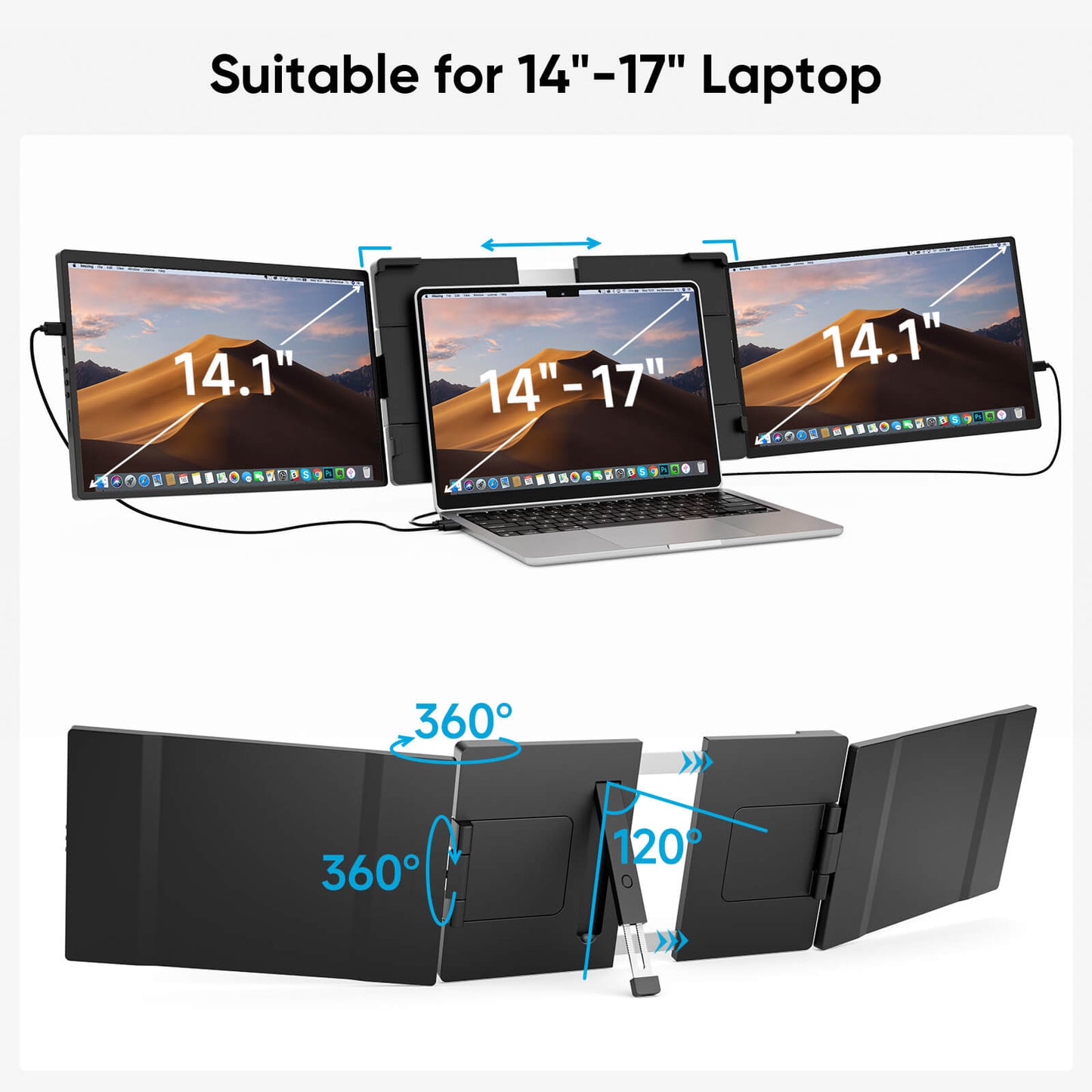 14.1 Inch 1920*1200 60Hz FHD Triple Portable Monitor