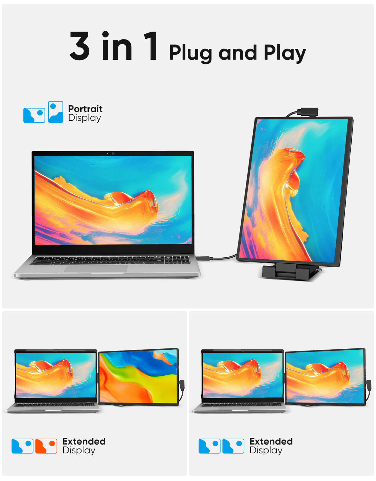 Enhance your productivity and visual experience with this 14-inch portable screen extender. Featuring a Full HD 1920*1200 IPS display, this monitor provides sharp, vibrant visuals with a 16:10 aspect ratio and 1000:1 contrast ratio, perfect for multitasking, entertainment, and professional work. Designed to seamlessly connect to your laptop, it’s the perfect tool for boosting your efficiency on the go.