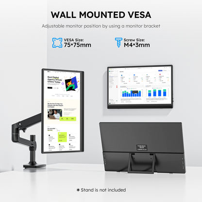 15.6” 1080P Portable Monitor USB-C HDMI IPS Display – Ultra-Slim Travel Screen for Laptop, Mac, Phone, PS5, Xbox, Switch