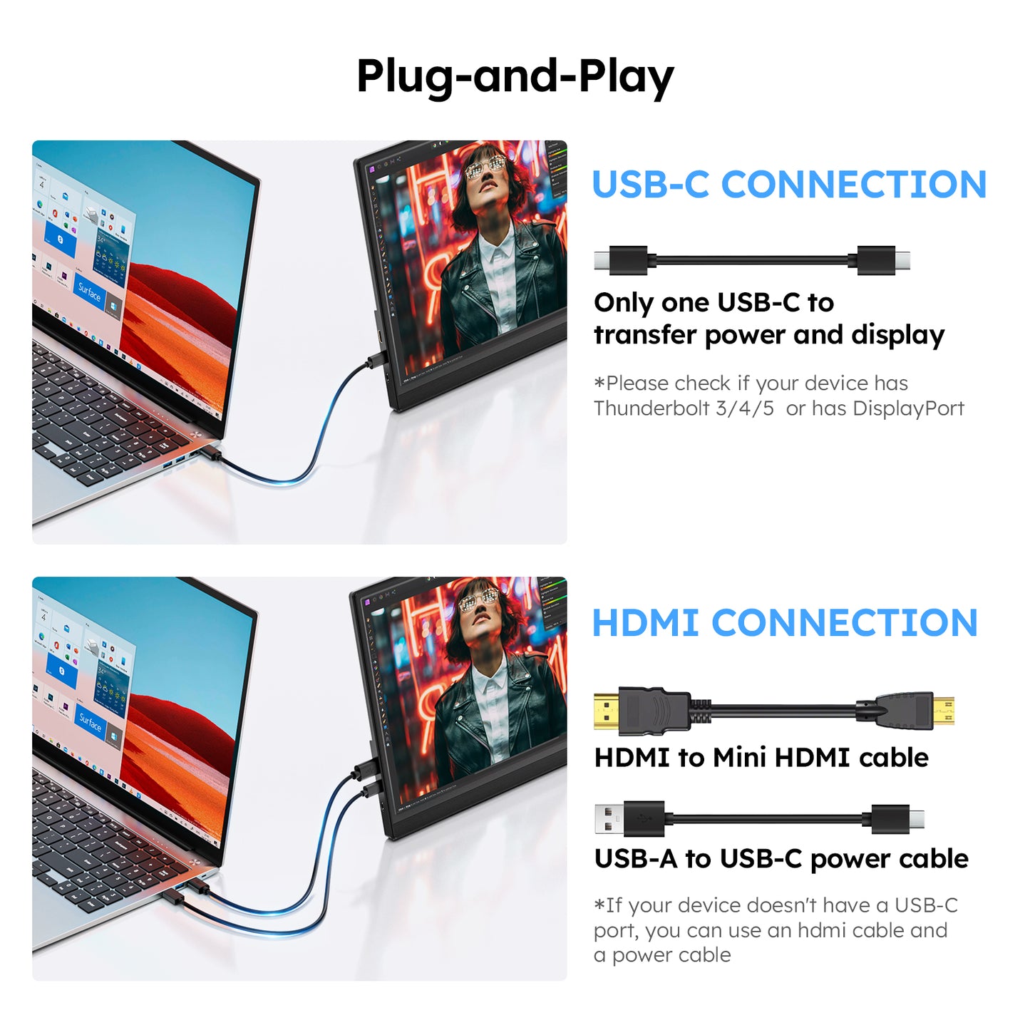 15.6” 1080P Portable Monitor USB-C HDMI IPS Display – Ultra-Slim Travel Screen for Laptop, Mac, Phone, PS5, Xbox, Switch