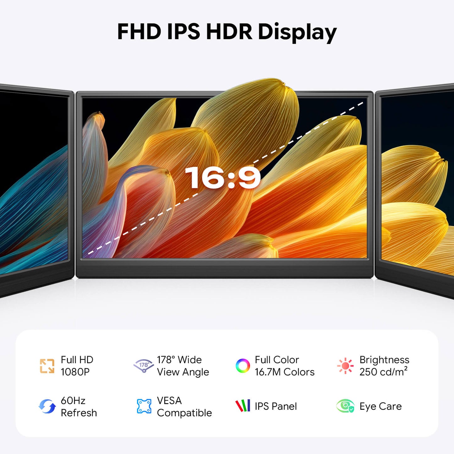 15.6" Portable Monitor with Stand FHD 1080P IPS Travel Monitor for Laptop