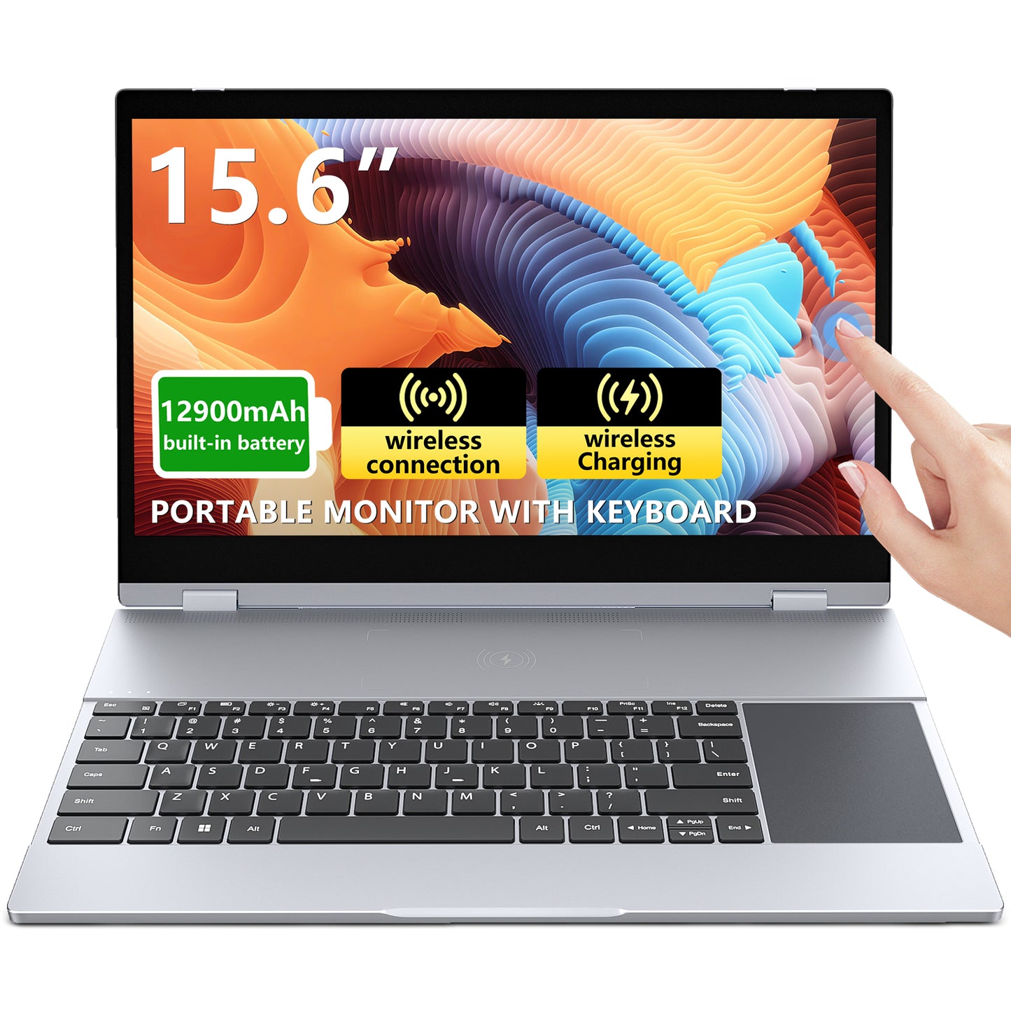 Wireless 15.6 Inch 1080P Touchscreen 10800mAh Battery Portable Monitor WIth Keyboard