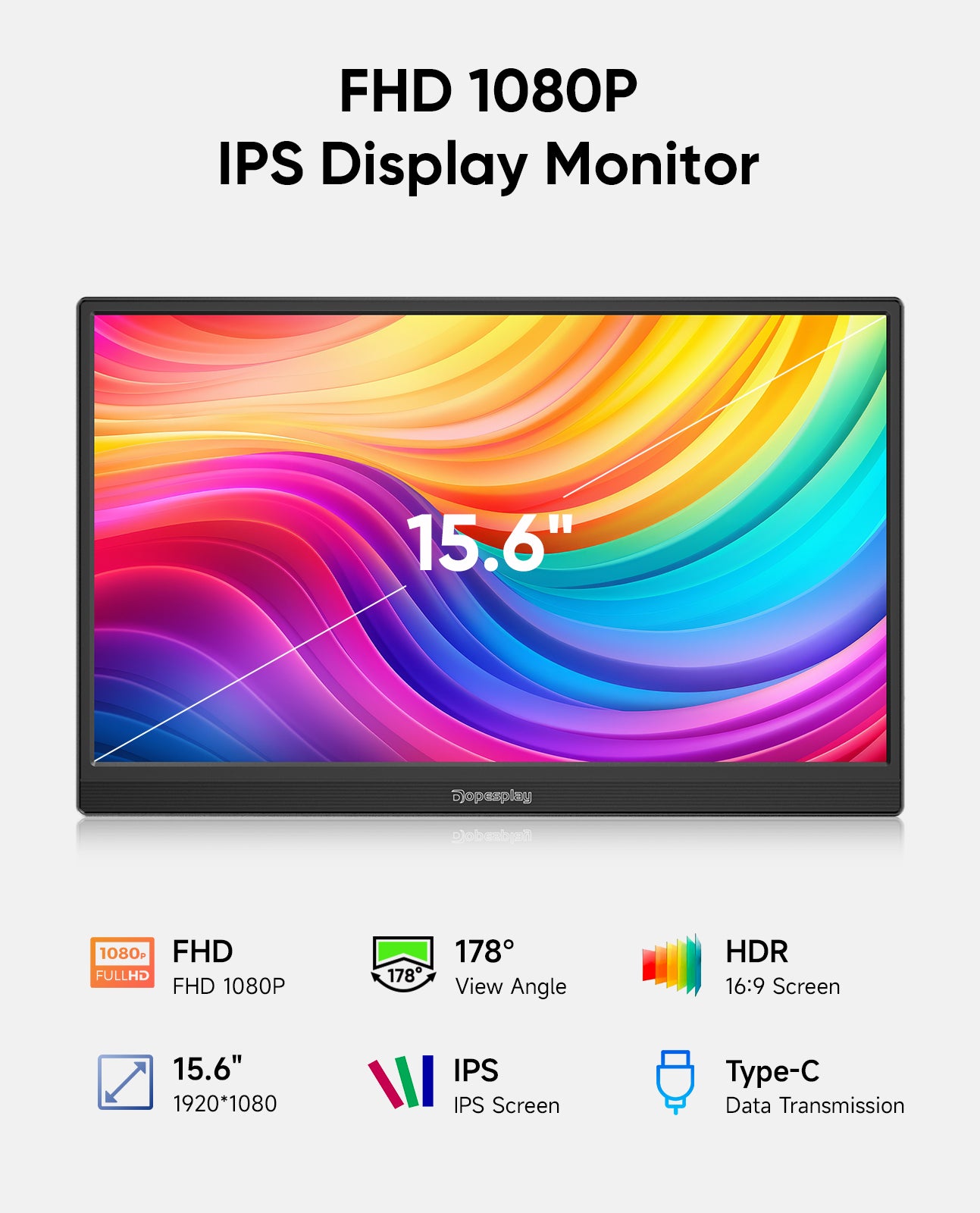 Monitor Permainan Mudah Alih 15.6" 1080P FHD