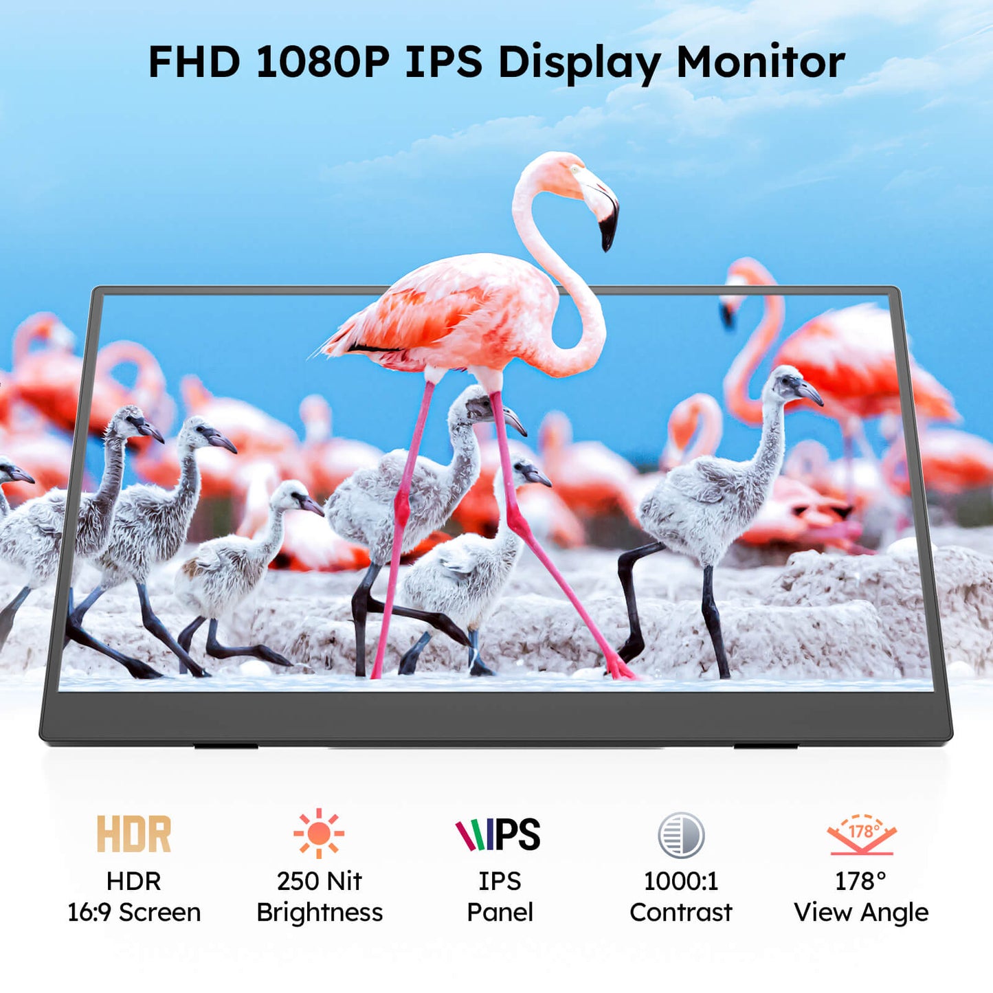 15.6" Portable Monitor for Laptop – FHD 1080P IPS USB-C Travel Screen Extender with Foldable Stand & Case