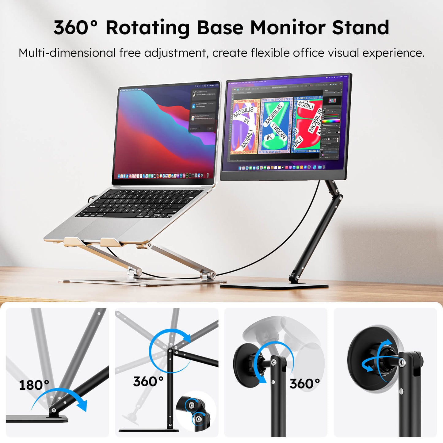 15.6" Portable Monitor for Laptop – FHD 1080P IPS USB-C Travel Screen Extender with Foldable Stand & Case