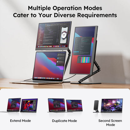 15.6" Portable Monitor for Laptop – FHD 1080P IPS USB-C Travel Screen Extender with Foldable Stand & Case