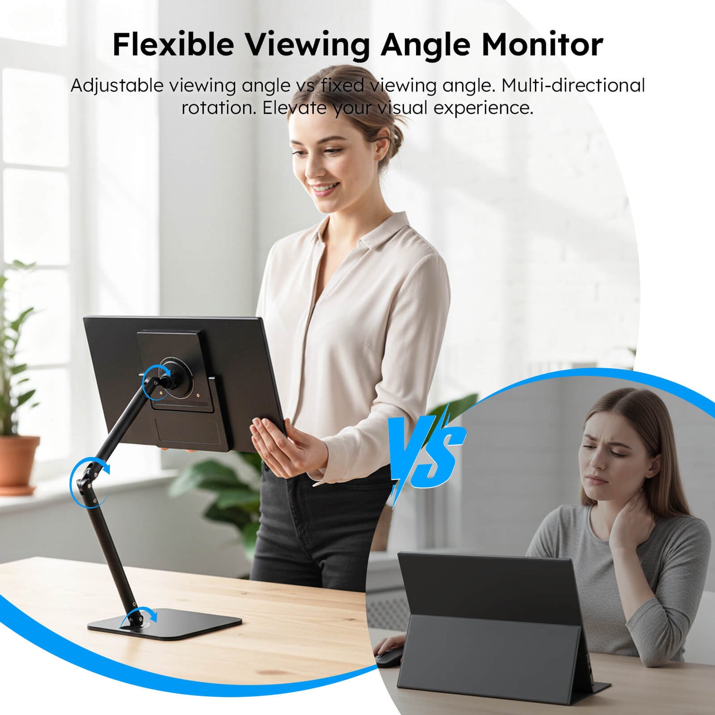 15.6" Portable Monitor for Laptop – FHD 1080P IPS USB-C Travel Screen Extender with Foldable Stand & Case