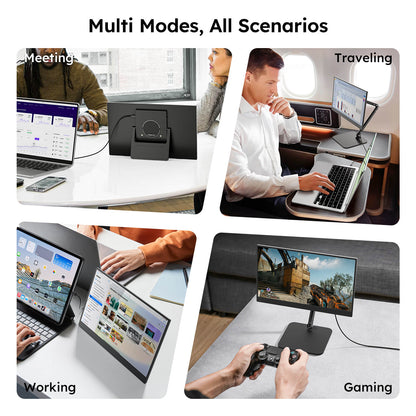 15.6" Portable Monitor for Laptop – FHD 1080P IPS USB-C Travel Screen Extender with Foldable Stand & Case
