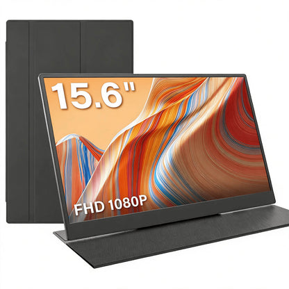 15.6" FHD Portable Dual Screen Monitor for Laptop – Foldable IPS Display, Plug & Play USB-C Laptop Screen Extender for Mac/Windows