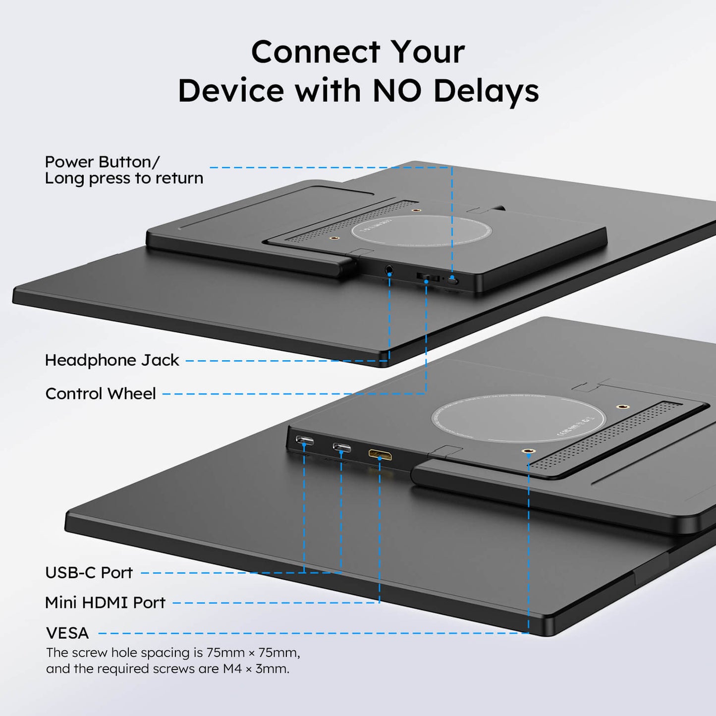 15.6" FHD Portable Dual Screen Monitor for Laptop – Foldable IPS Display, Plug & Play USB-C Laptop Screen Extender for Mac/Windows