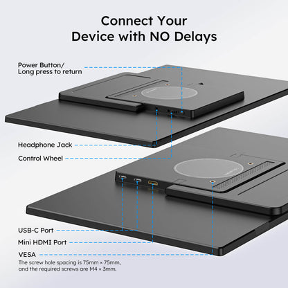 15.6" FHD Portable Dual Screen Monitor for Laptop – Foldable IPS Display, Plug & Play USB-C Laptop Screen Extender for Mac/Windows