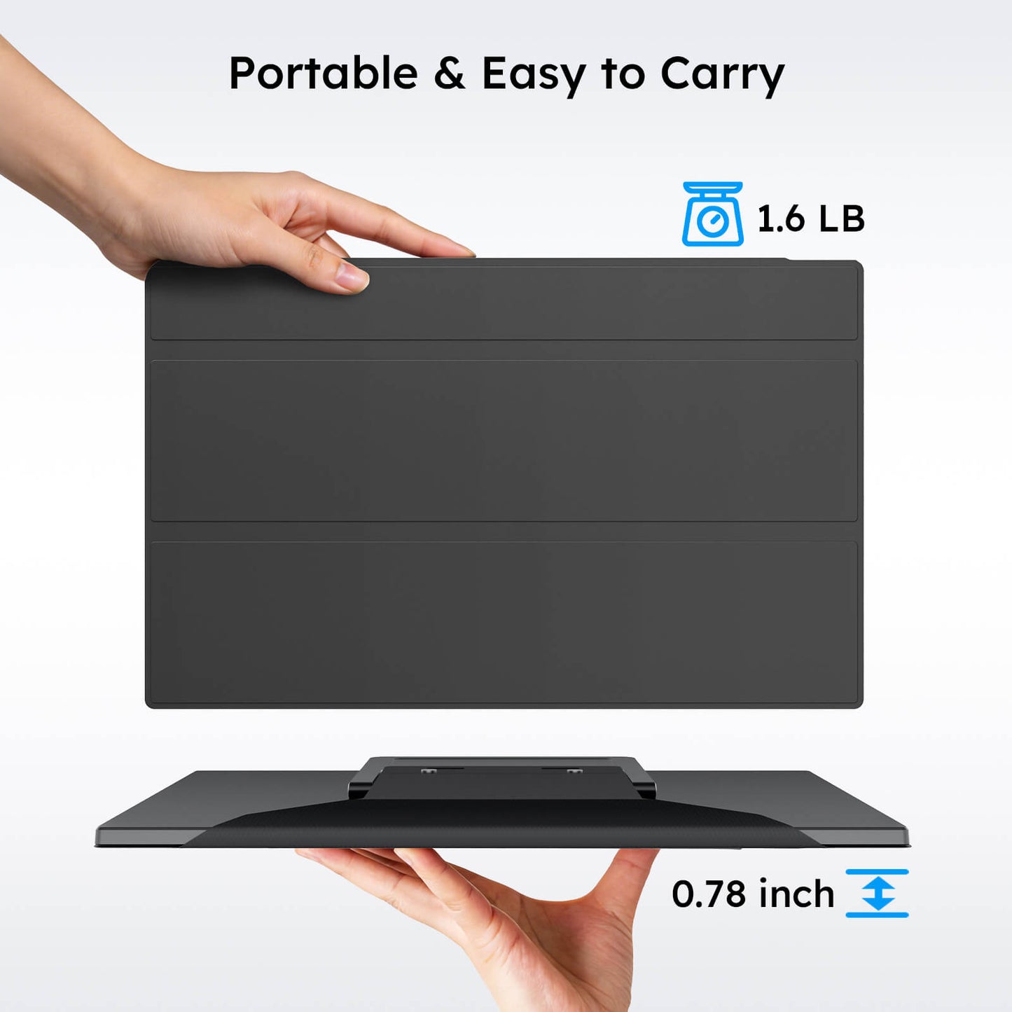 15.6" FHD Portable Dual Screen Monitor for Laptop – Foldable IPS Display, Plug & Play USB-C Laptop Screen Extender for Mac/Windows